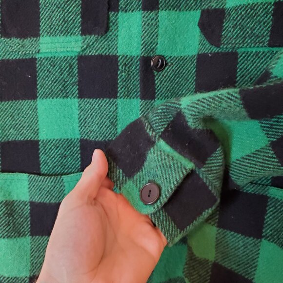 Vintage 70s Regent Plaid Wool Shacket Jacket Green Size M - Picture 5 of 5